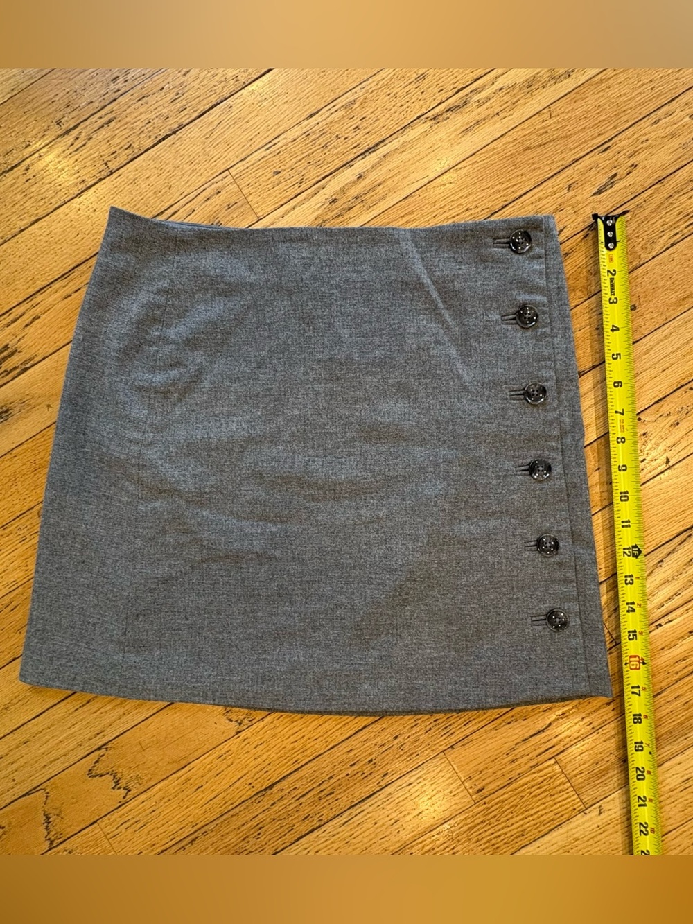 Banana Republic Gray Side-Button Wool Mini Skirt